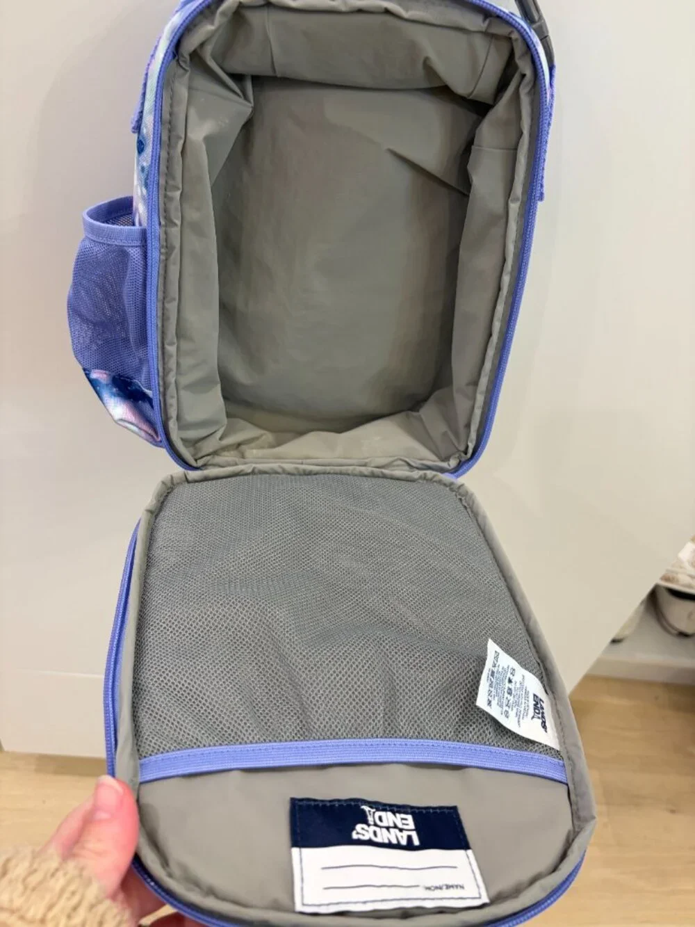 Lands' End Classmate XL Backpack & Insulated Lunchbox Lavender Galaxy EUC